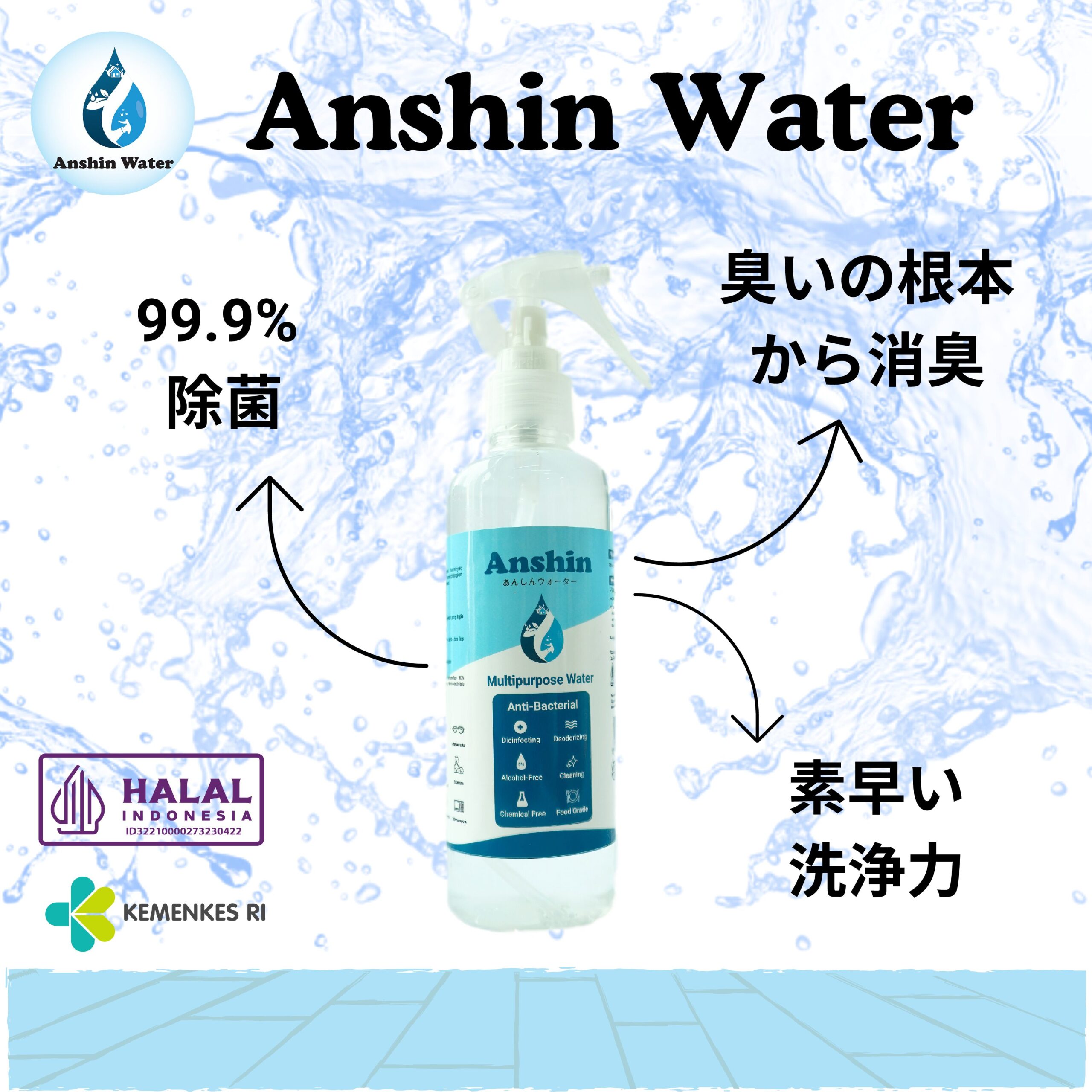Anshin Waterとは、インドネシアの消臭スプレー、除菌スプレー